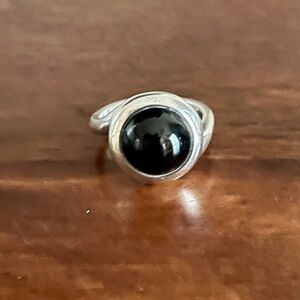 Retired James Avery Black Onyx Cabochon Sterling Silver Ring Size